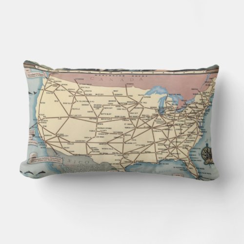 United States Map Ship the Skyway via Air Express Lumbar Pillow