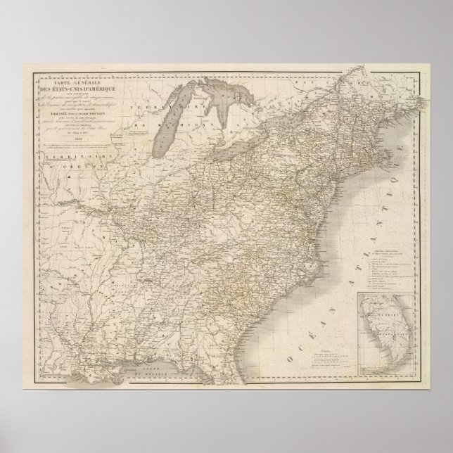 United States Map showing settlements Poster (Front)