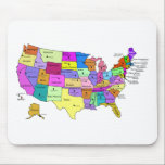 United States Map state names and capitals Mouse Pad<br><div class="desc">United States Maps and capitals full colored and labeled. Great gifts for your favorite teachers and students.</div>