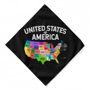 United States Map T-shirt US travel gift Bandana