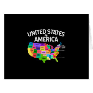 United States Map T-shirt US travel gift Cards