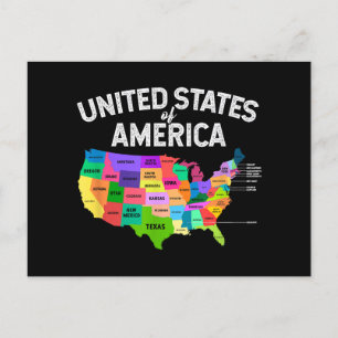 United States Map T-shirt US travel gift Holiday Postcard