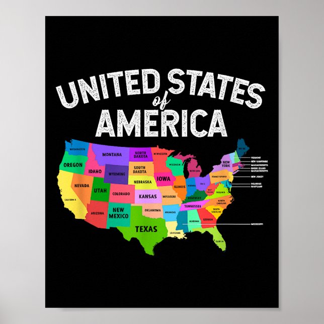 United States Map T-shirt US travel gift Poster (Front)