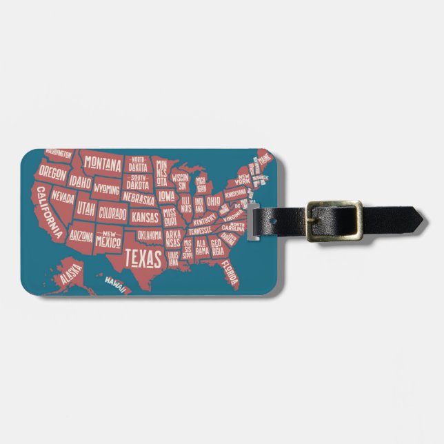 United States Map | Typography Luggage Tag (Front Horizontal)