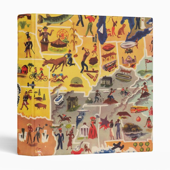 United States Map - Vacation and Play 3 Ring Binder (Front/Spine)