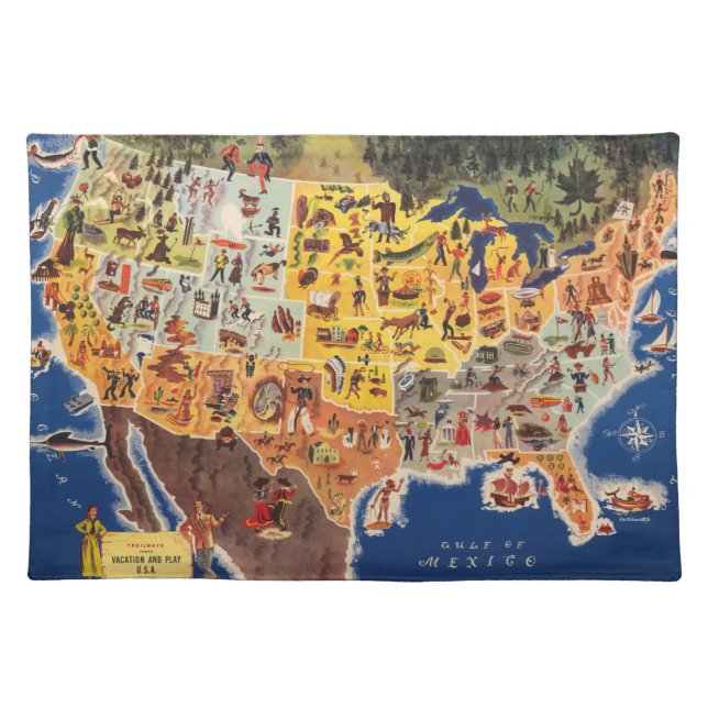 United States Map - Vacation and Play Cloth Placemat (Front)