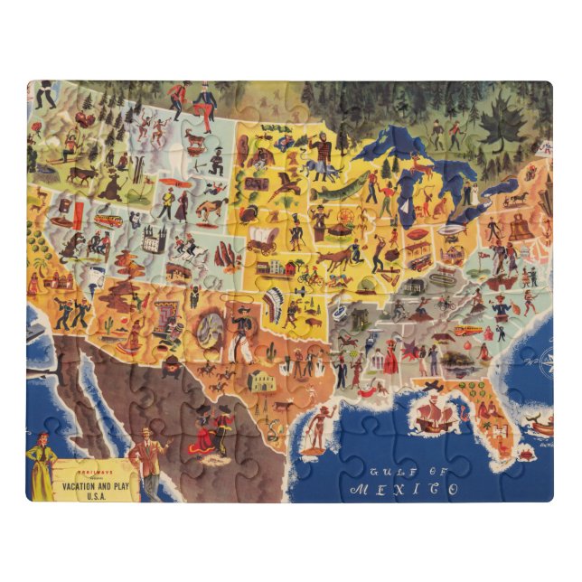 United States Map - Vacation and Play Jigsaw Puzzle (Puzzle Horizontal)