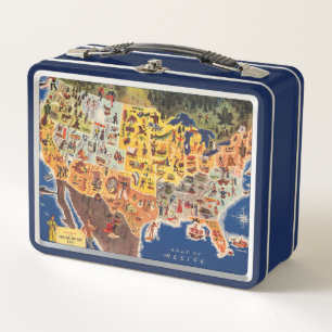 United States Map - Vacation and Play Metal Lunch Box