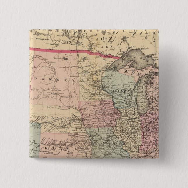 United States Map with Pony Express Route Pinback Button (Front)
