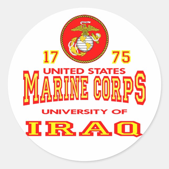 United States Marine Corps University Of Iraq Classic Round Sticker (Front)
