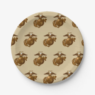 United States Marines Full-Color EGA - Bronze Paper Plates