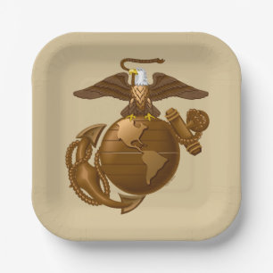 United States Marines Full-Color EGA - Bronze Paper Plates