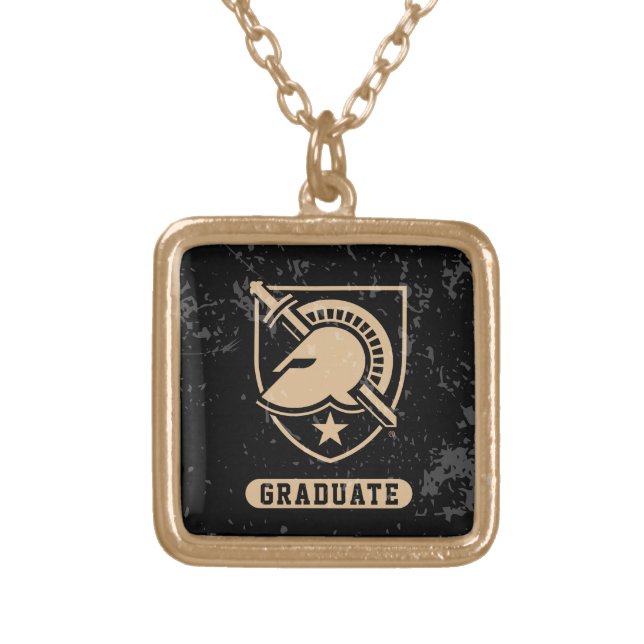 United States Military Academy Distressed Graduate Gold Plated Necklace (Front)