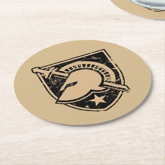 United States Military Academy Logo Distressed Round Paper Coaster (Angled)