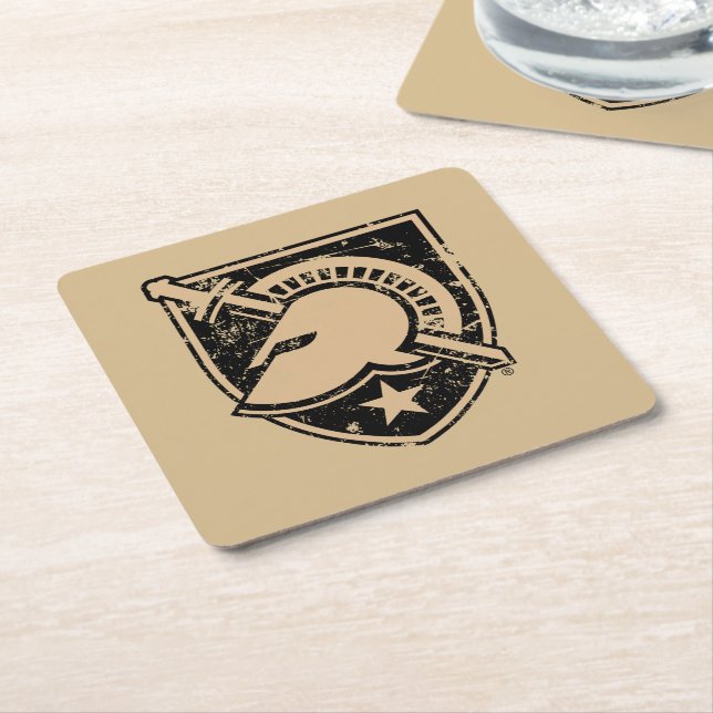 United States Military Academy Logo Distressed Square Paper Coaster (Angled)