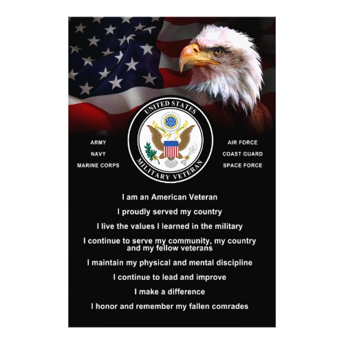 United States Military VETERAN Creed Photo Print
