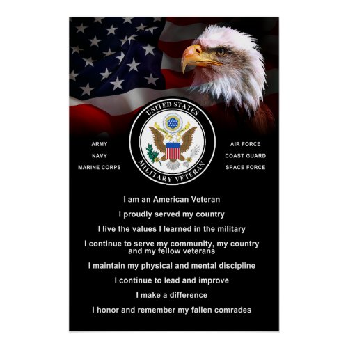 United States Military VETERAN Creed Poster