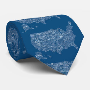United States National Parks Typography Map Neck Tie