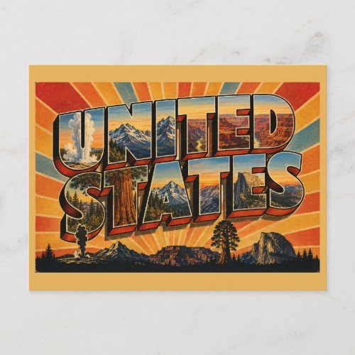 United States Natural Wonders Landscape Art Postcard
