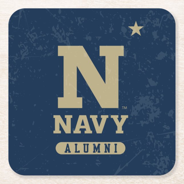 United States Naval Academy Alumni Distressed Square Paper Coaster (Front)