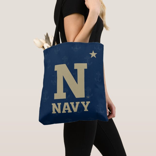United States Naval Academy Alumni Distressed Tote Bag (Close Up)