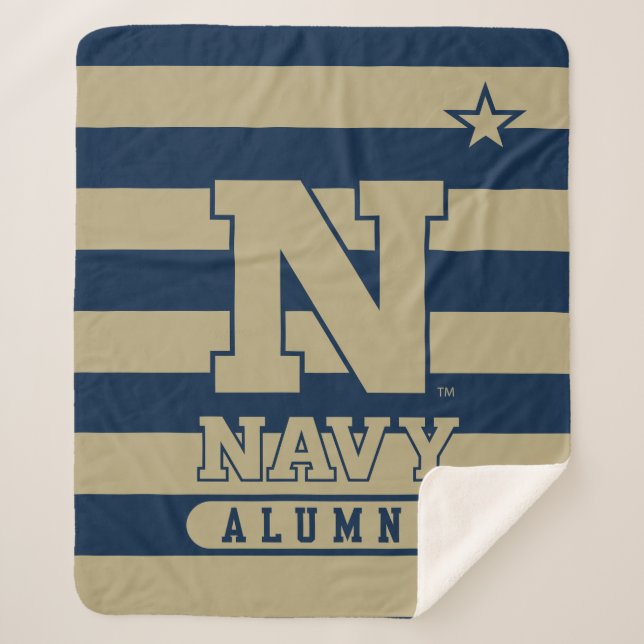 United States Naval Academy Alumni Stripes Sherpa Blanket (Front)