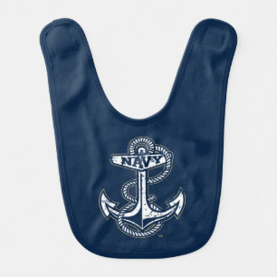 United States Naval Academy Anchor Distressed Baby Bib