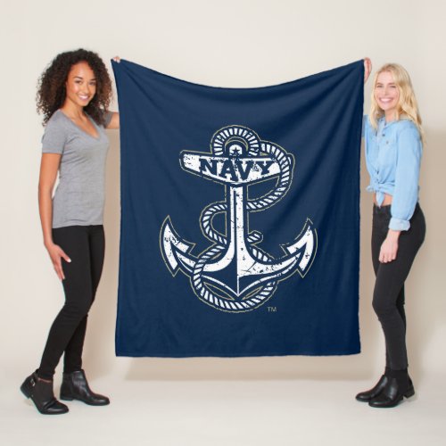 United States Naval Academy Anchor Distressed Fleece Blanket