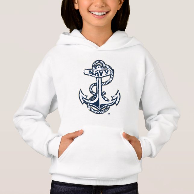 United States Naval Academy Anchor Distressed Hoodie (Front)