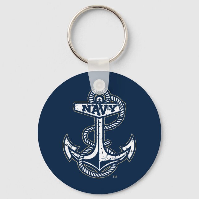 United States Naval Academy Anchor Distressed Keychain (Front)