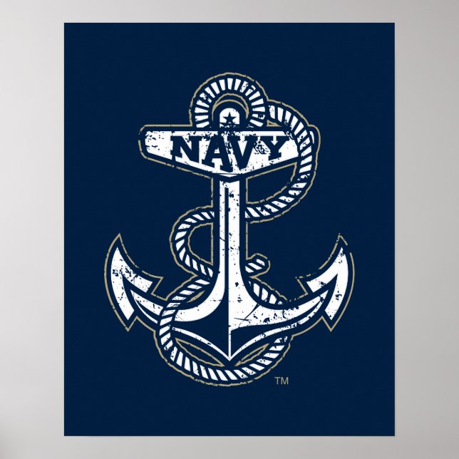 United States Naval Academy Anchor Distressed Poster (Front)