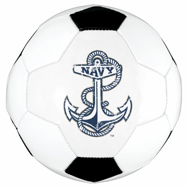 United States Naval Academy Anchor Distressed Soccer Ball (Front)