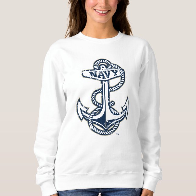 United States Naval Academy Anchor Distressed Sweatshirt (Front)