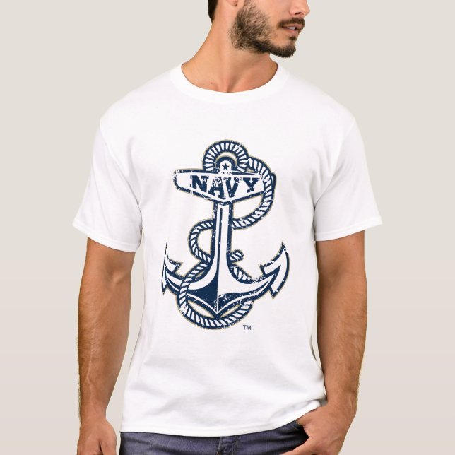 United States Naval Academy Anchor Distressed T-Shirt (Front)