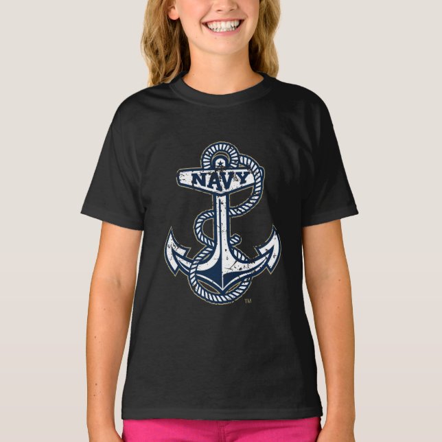 United States Naval Academy Anchor Distressed T-Shirt (Front)