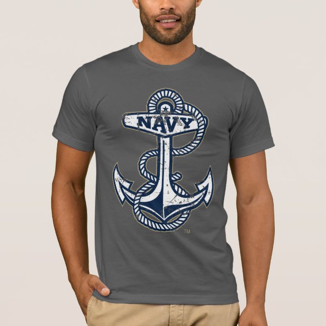 United States Naval Academy Anchor Distressed T-Shirt (Front)