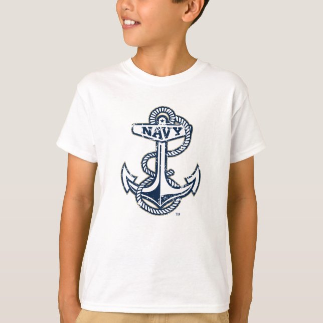 United States Naval Academy Anchor Distressed T-Shirt (Front)
