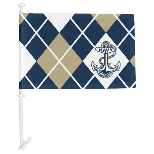 United States Naval Academy Argyle Pattern Car Flag