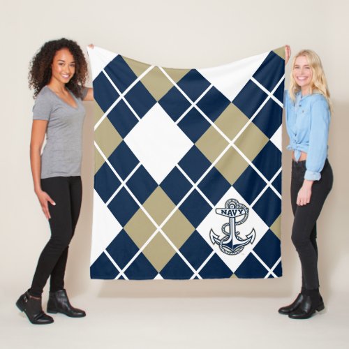 United States Naval Academy Argyle Pattern Fleece Blanket