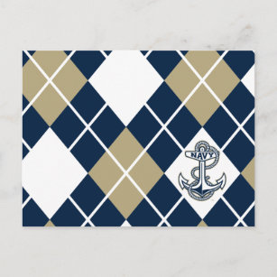 United States Naval Academy Argyle Pattern Postcard