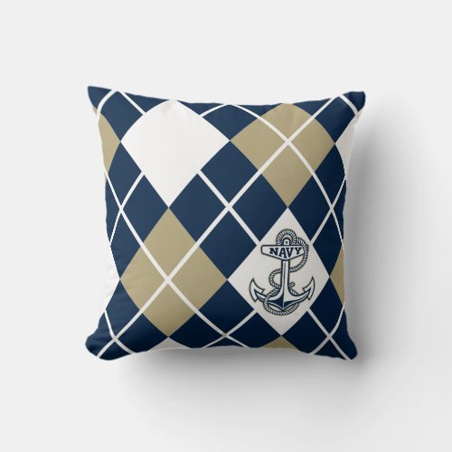 United States Naval Academy Argyle Pattern Throw Pillow
