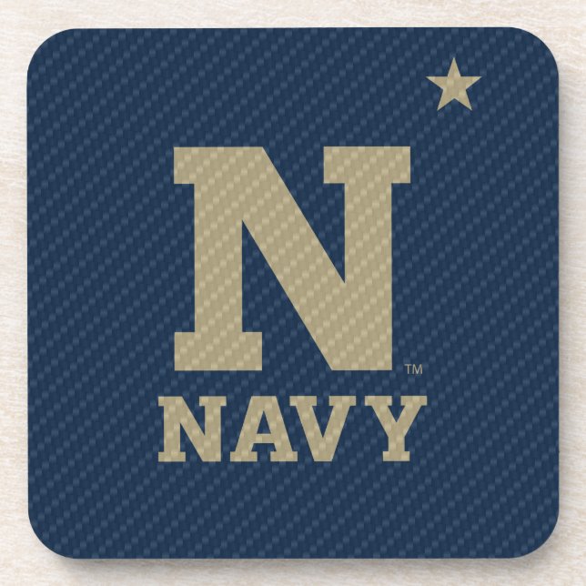 United States Naval Academy Carbon Fiber Pattern Beverage Coaster (Front)
