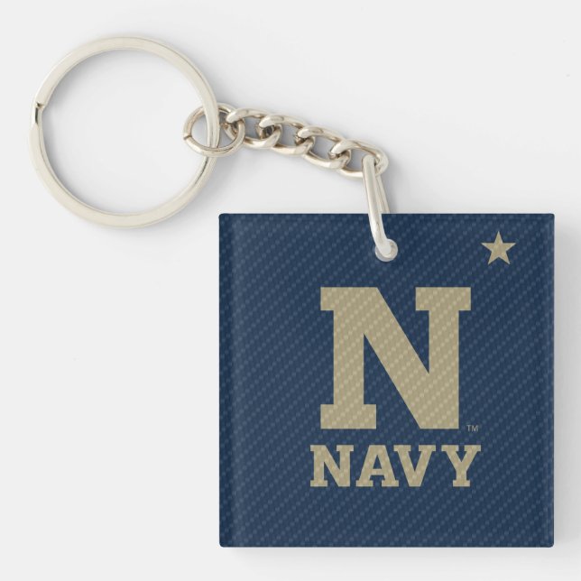 United States Naval Academy Carbon Fiber Pattern Keychain (Front)