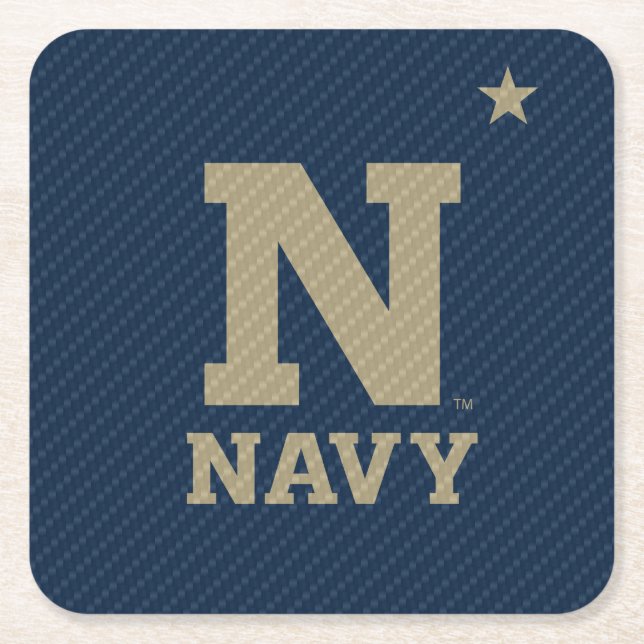 United States Naval Academy Carbon Fiber Pattern Square Paper Coaster (Front)