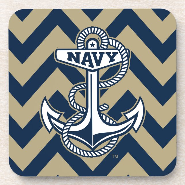 United States Naval Academy Chevron Pattern Beverage Coaster (Front)