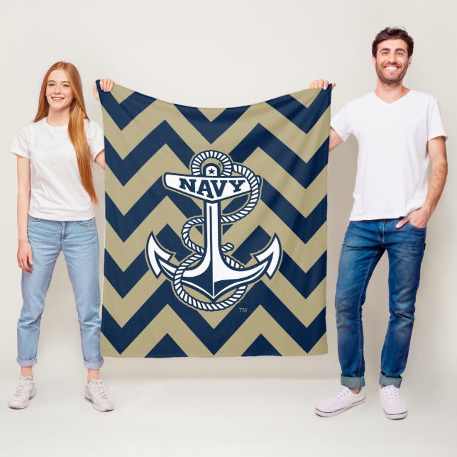 United States Naval Academy Chevron Pattern Fleece Blanket (In Situ)