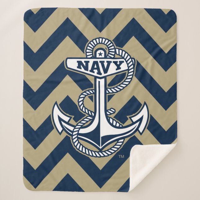 United States Naval Academy Chevron Pattern Sherpa Blanket (Front)