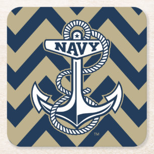 United States Naval Academy Chevron Pattern Square Paper Coaster
