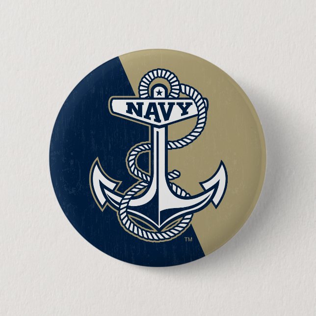 United States Naval Academy Color Block Distressed Button (Front)
