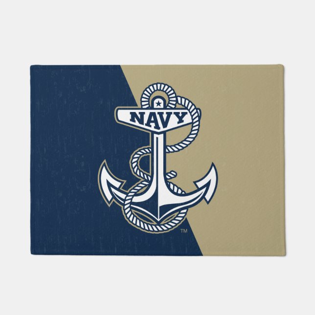 United States Naval Academy Color Block Distressed Doormat (Front)